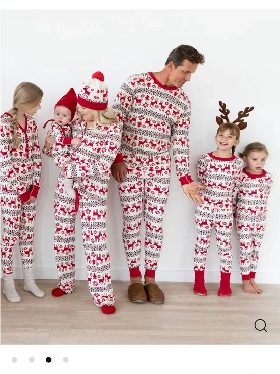 Hanna Anderson - Dear Deer Red & White Fair Isle Kids Pajamas -
