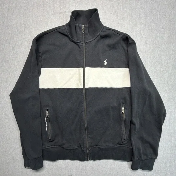 Polo‎ Ralph Lauren Jacket Mens XL Black Performance Full Zip Track Sweatshirt