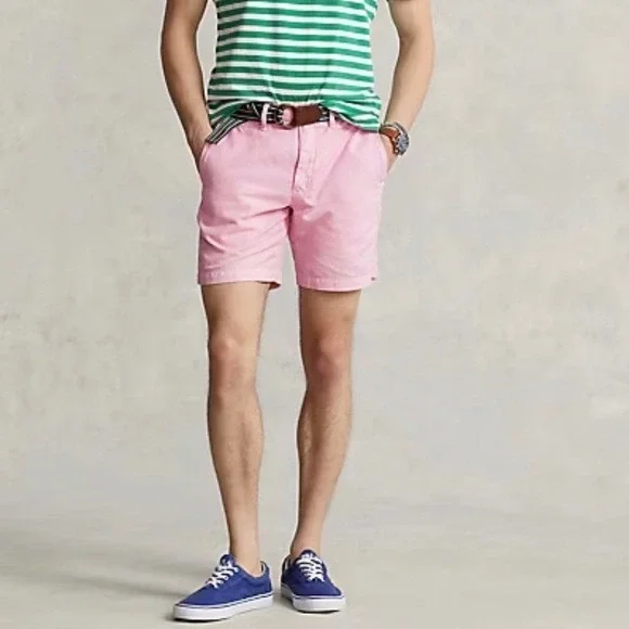 Polo Ralph Lauren 8-Inch Straight Fit Linen-Cotton Carmel Pink Shorts
