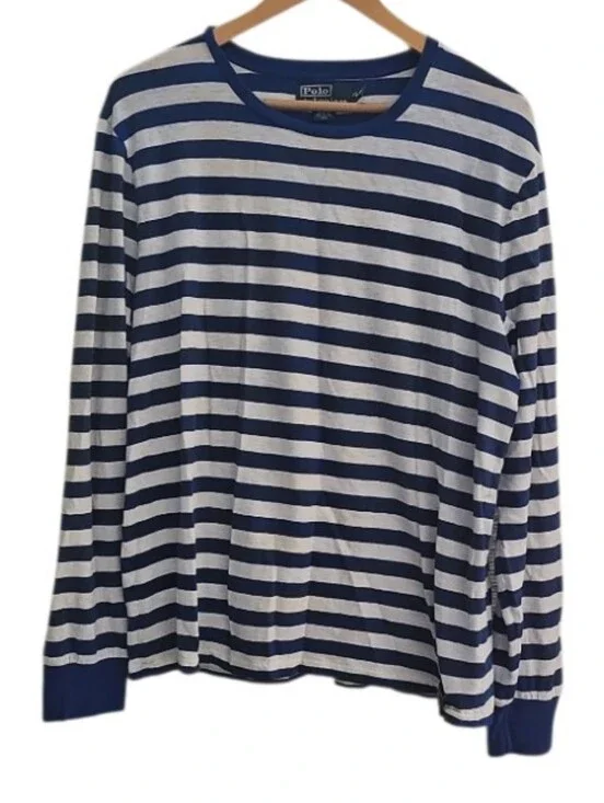 Vintage Sailor Merchant Polo Ralph Lauren Stripe Shirt XL Nautical Cotton Sailor