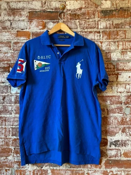 Polo by Ralph Lauren Royal Blue Embroidered Polo with Nautical Patches
