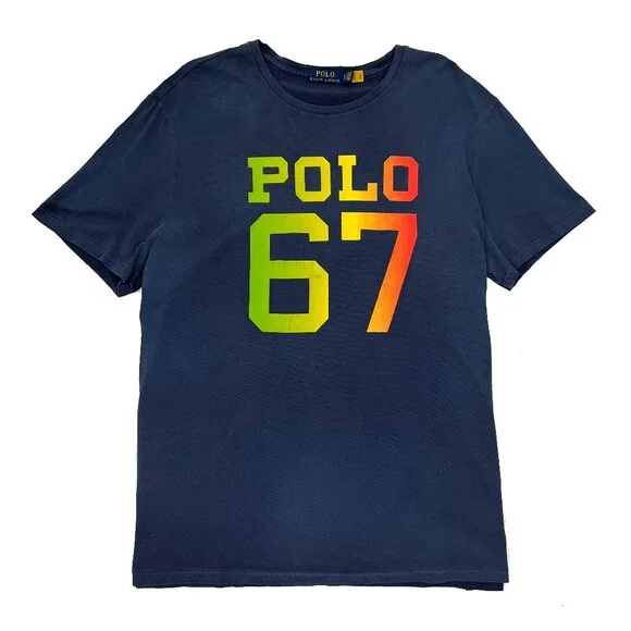 Ralph Lauren Polo New Classic Fit T Shirt Polo 67 Graphic Blue Mens XL X-Large