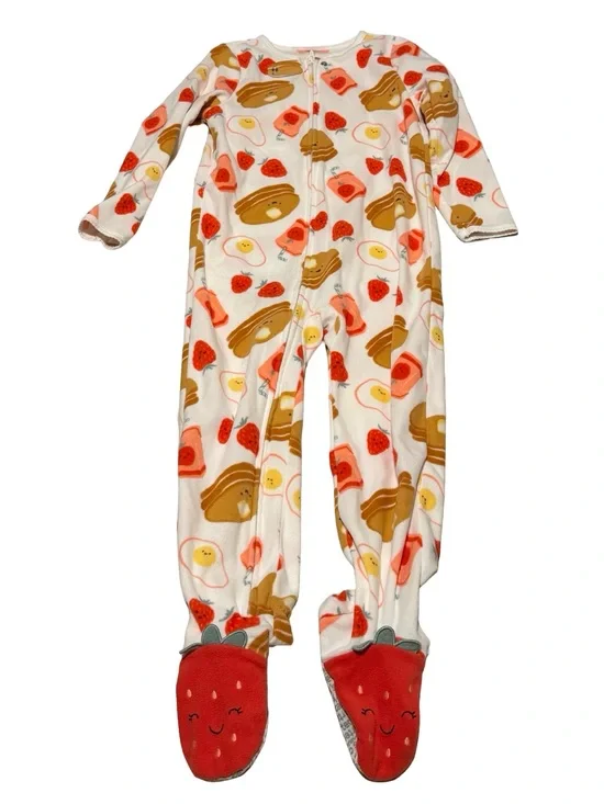 Carter’s Girls 5T Fleece Footed Pajamas White Breakfast Print Sleeper