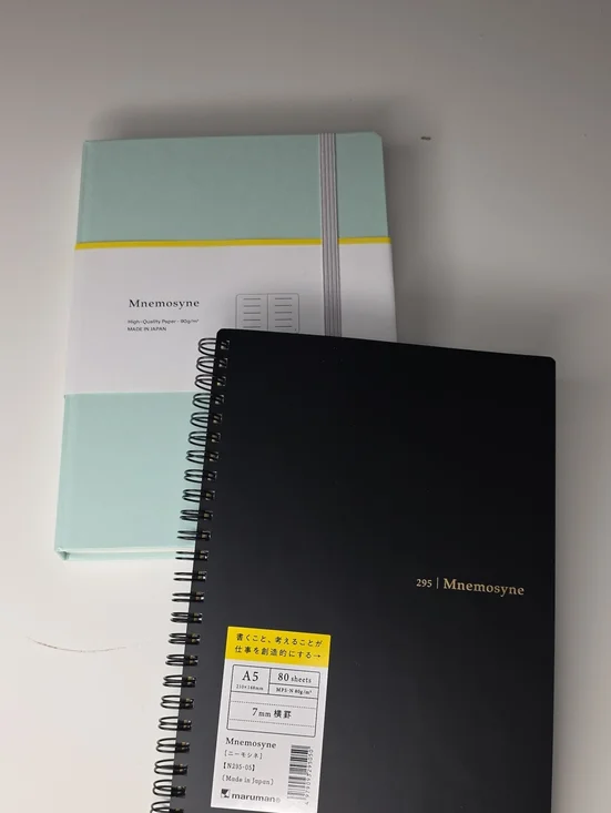 360 - Maruman Mnemosyne A5  Black Spiral Notebook And Hardback Journal In Mint
