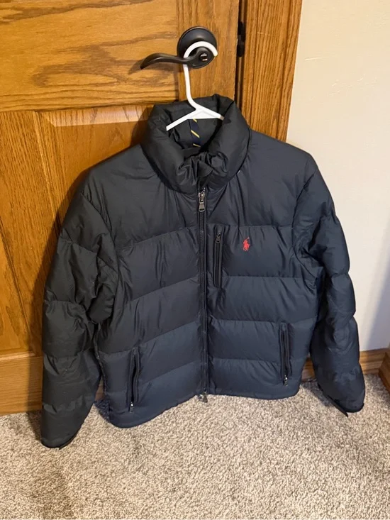 Polo by Ralph Lauren Black Puffer Jacket with Red Pony Logo