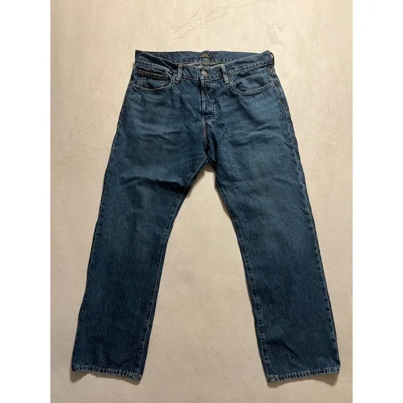 Polo Ralph Lauren Classic Fit Mens Blue Denim Button Fly Jeans 33x30