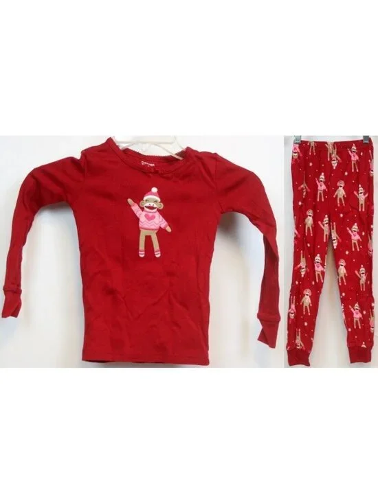 2014 Gymboree Holiday Family Sleepwear PJ Sock Monkey 2pc Girl sz 5 Fall Gymmies