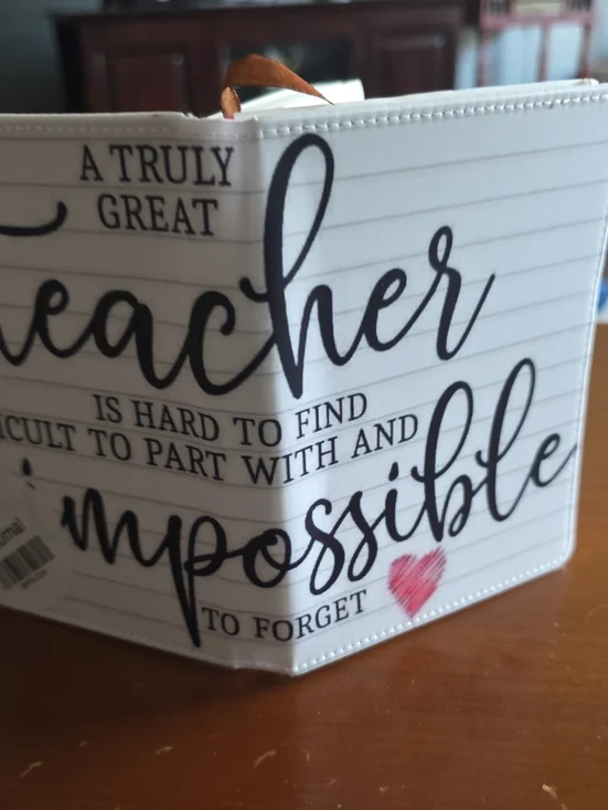 Teacher Journal Notebook - White with Black Script