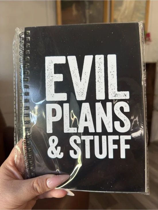 Evil Plans & Stuff Black Spiral Notebook