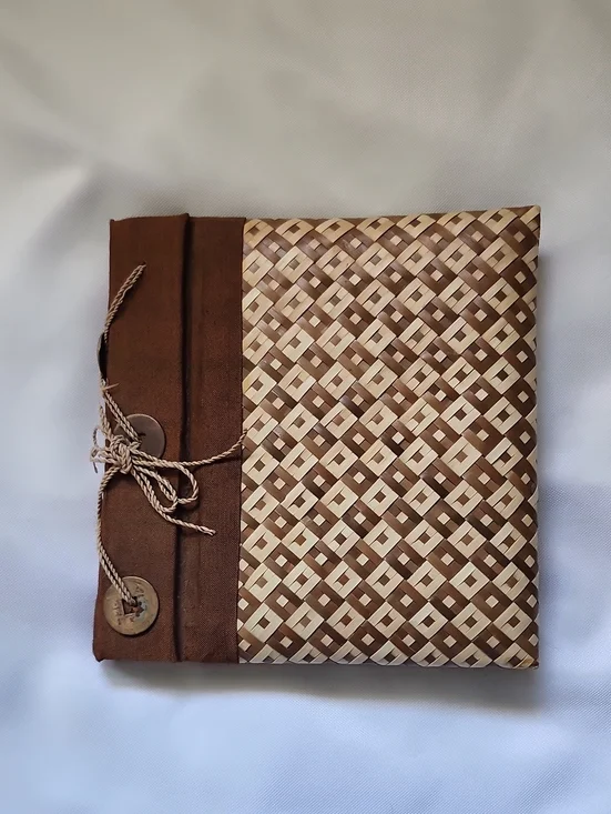 Handcrafted Brown Woven Journal with Handmade Paper