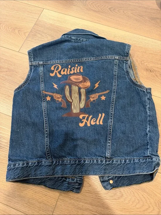 Upcycled Western Denim Jacket Girls Size Large