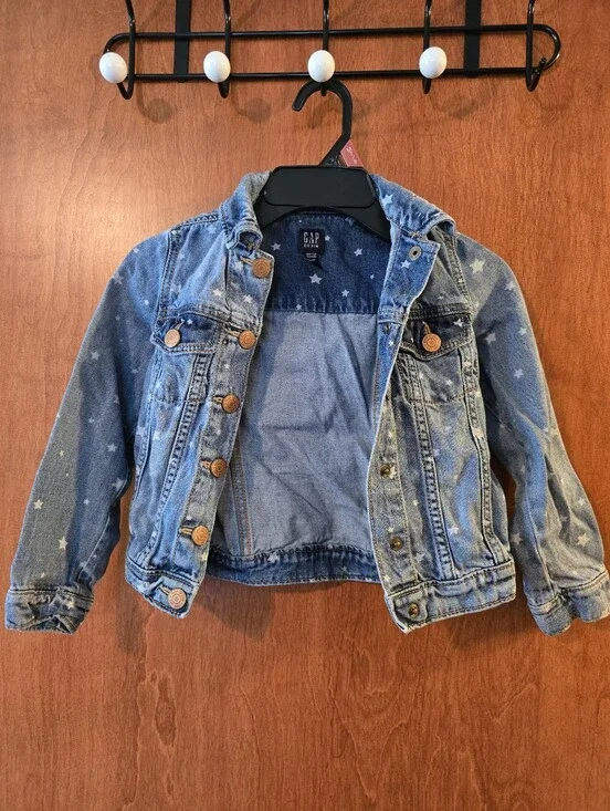 GAP Kids Light Blue Denim Jacket with White Star Print