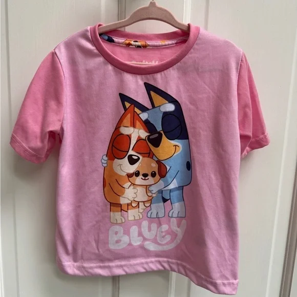 Bluey Girls Size 5 Bluey Bingo Kids Pink Short Sleeve Pajama Top Shirt