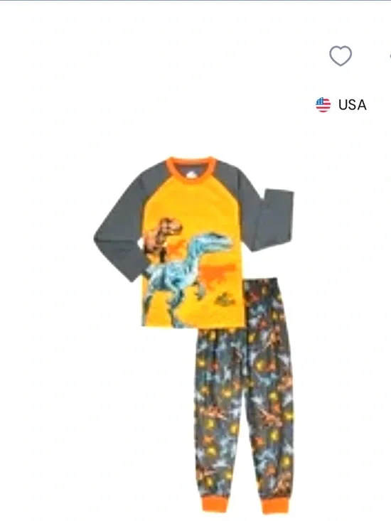 Kids Dinosaur Pajama Set - Yellow and Gray