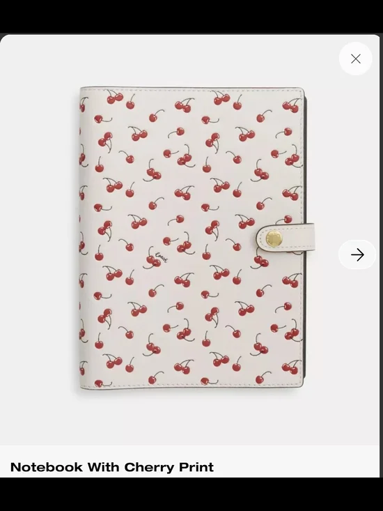 COACH Cherry Print Notebook Organizer - White with Red Cherries CFA44 !!!!!