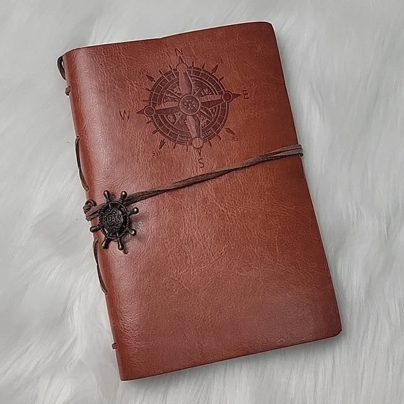 Nautical NeW Faux Leather Compass Rose Embossed‎ Refillable Paper Diary Notepad