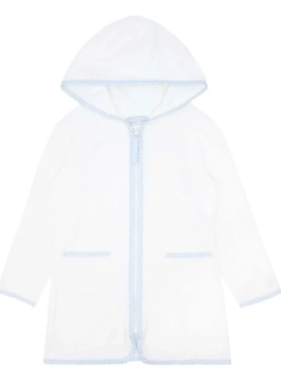 Minnow French Terry Hooded Cover up, White (Size: 12-18M)