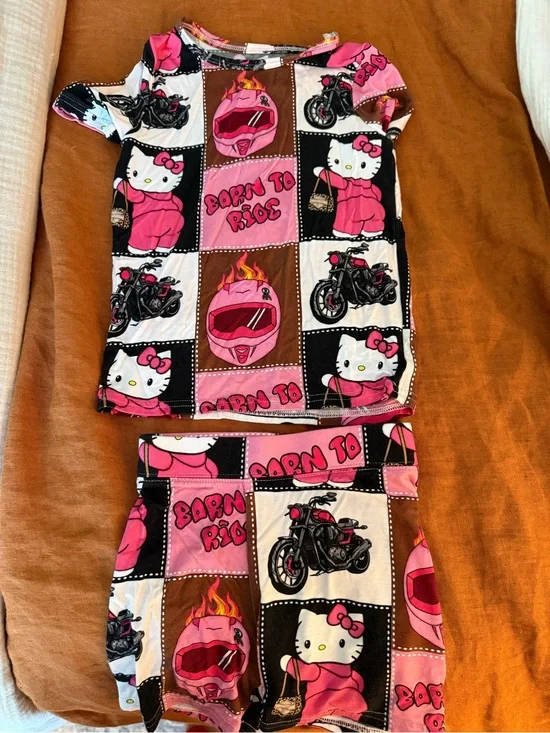 Bamboo Hello Kitty Pink 'Born to Ride' Kids Pajama Set