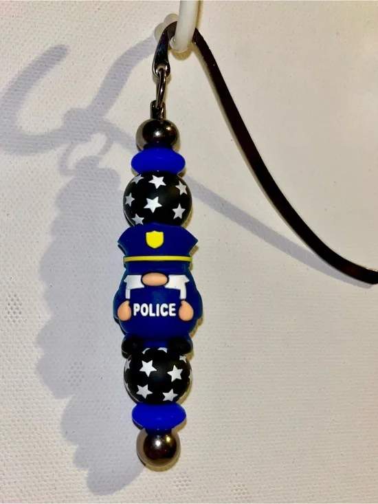 Blue & Black Patriotic Police-Themed “Back the Blue” Silicone Beaded Bookmark
