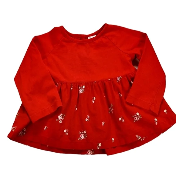 GAP Shirt Long Sleeve Flower Print Size 12-18 Months