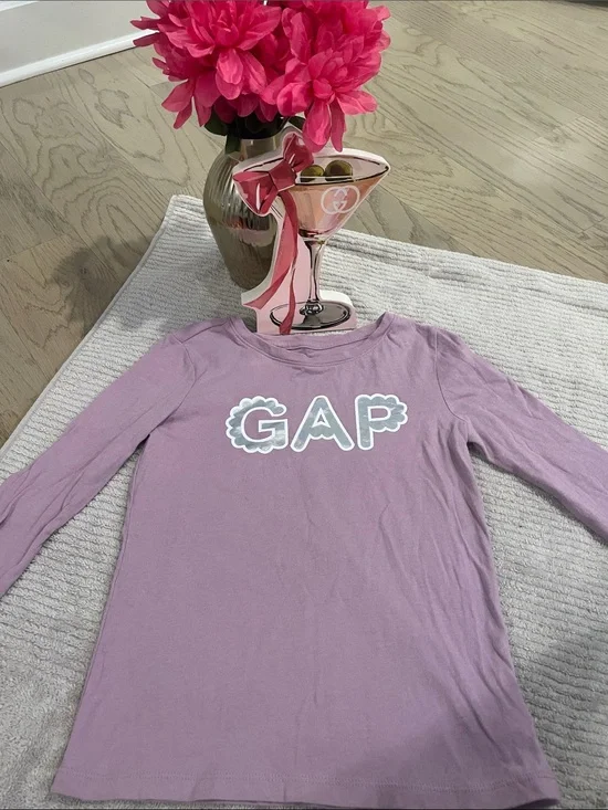 GAP Lavender Long Sleeve Tee with White Logo