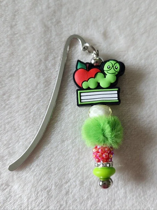 Cute Worm & Apple Book Bookmark