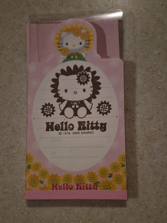 Sanrio Hello Kitty Pink and Yellow Sunflower Notepad Y2k 2000