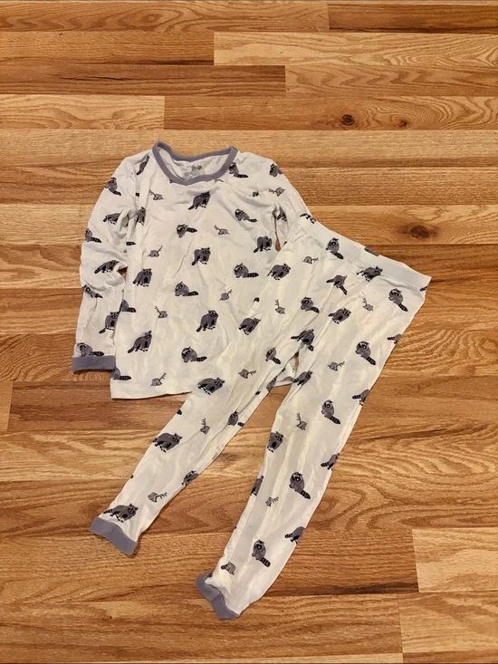 Kyte Baby Kids Long Sleeve Pajama Top Set 3T Raccoon Print Bamboo