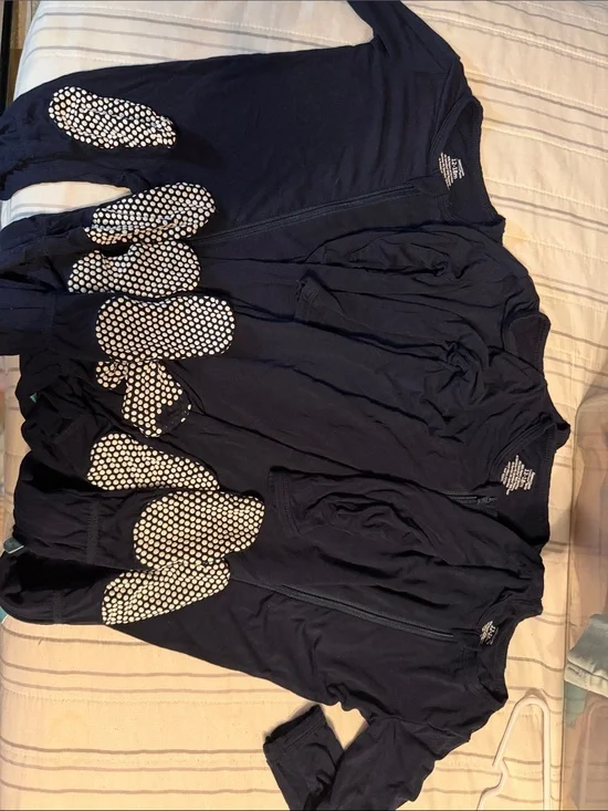 Navy Baby Zip Romper with White Dot Paw Prints