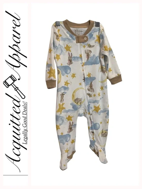 Burt's Bees Baby Moon & Stars Footed Zip Romper 3-6 Months