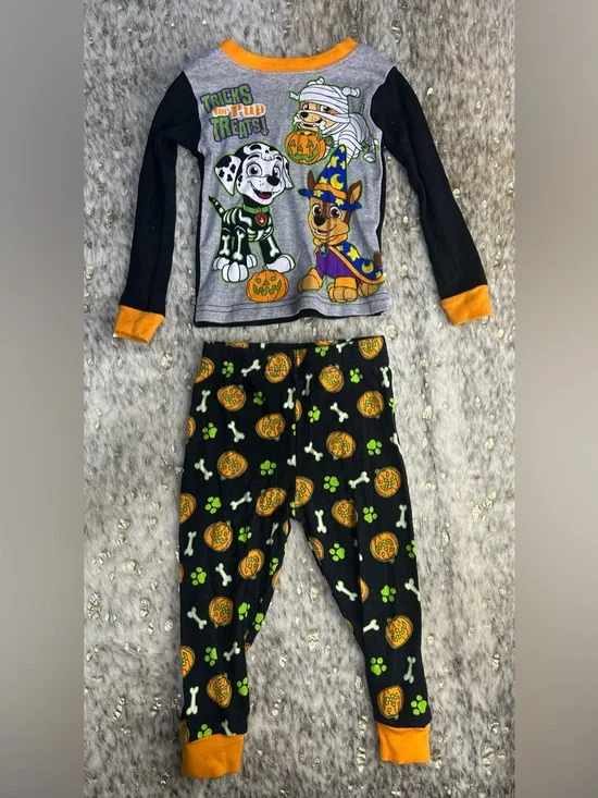 5 for $25🔥Nickelodeon Paw Patrol Orange & Black Halloween Pajama‎ Set 2T
