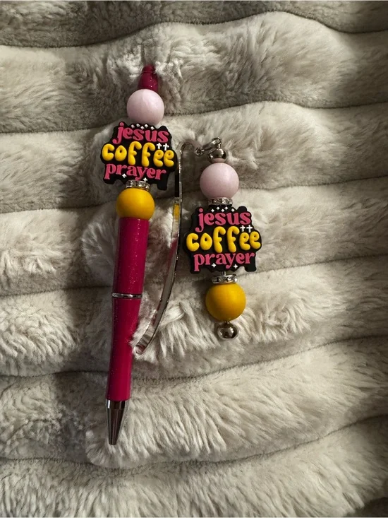 Jesus Coffee Prayer  Beaded Pen & Bookmark Set