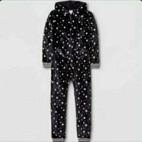 Target Art Class Girls Zip Up Hooded  Pajamas‎ Star Pattern PJS Size Small 6/6X