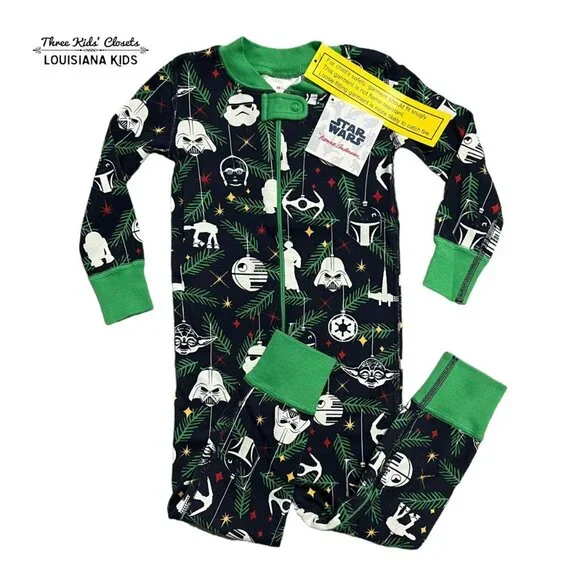 NEW Hanna Andersson Sz 85 (2Y) Star Wars Christmas Zipper Sleeper Pajamas