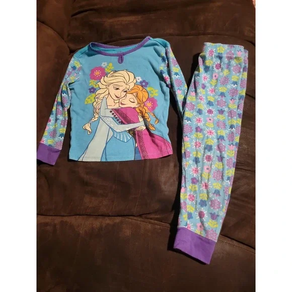 Disney store frozen‎ elsa anna floral pajamas size 4