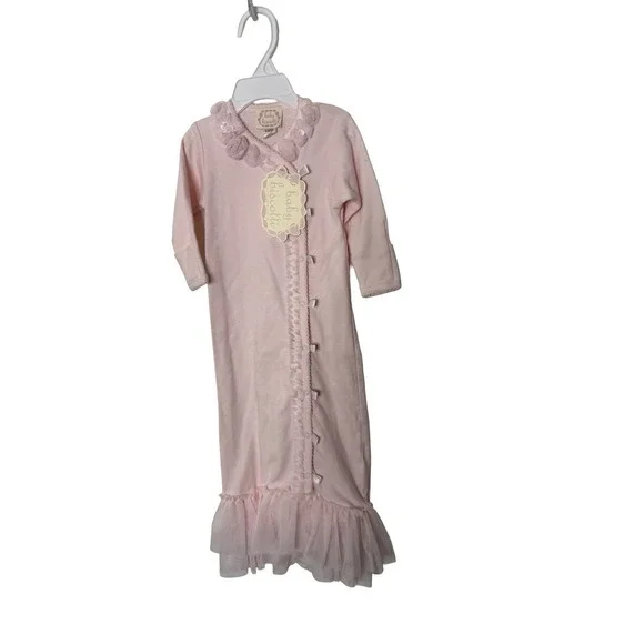 Baby Biscotti infant baby girl 3 months tulle pink sleeper gown dress NEW
