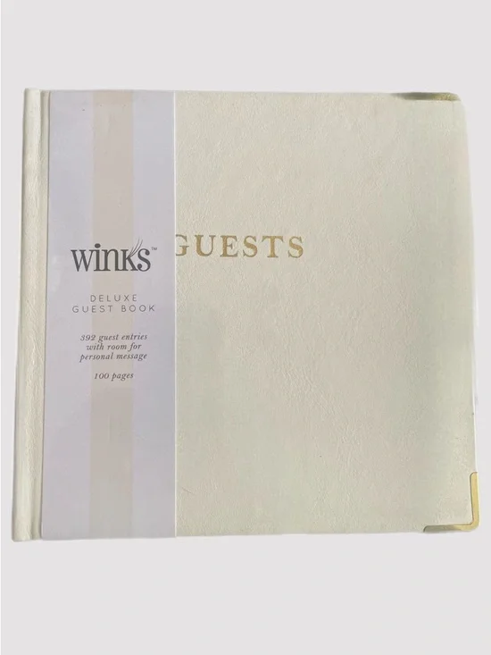 Winks Guest Book with Gold Foil Script 6.5x6.5” by Paper Peony Press