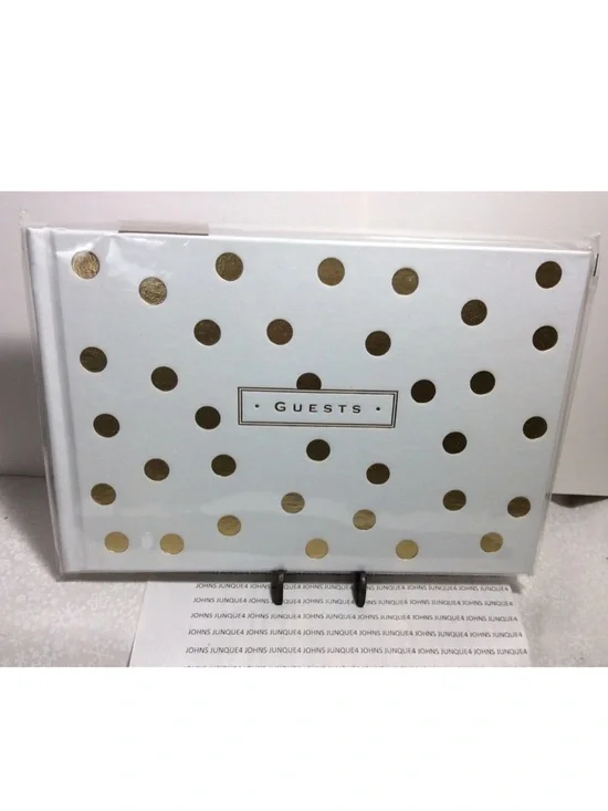 Guest Book- White w/Gold polka dots.