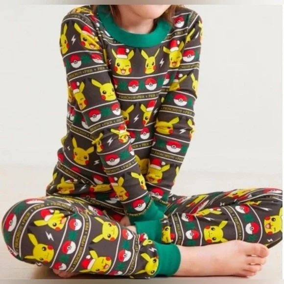 Hanna‎ Andersson Kids Pokemon Holiday Christmas 2-Piece Pajama Set Size 12