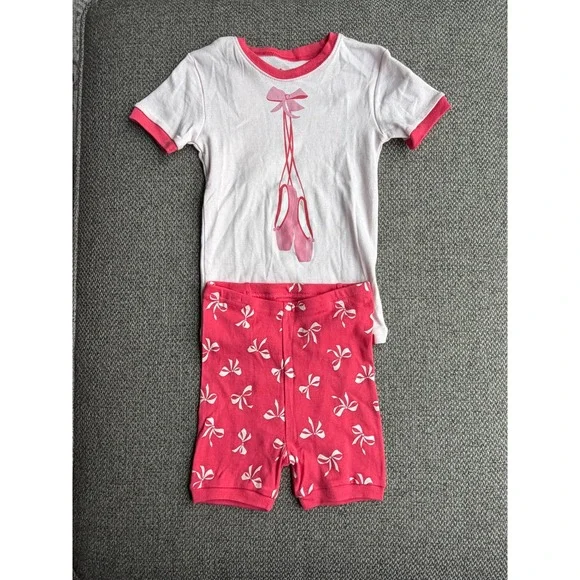 Vaenait Baby Kids Pink Ballet Shoes Bows Pajama Set 100% Cotton 4-5T NEW‎