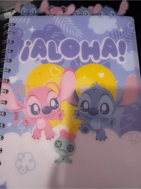 Aloha Stitch & Angel Spiral Notebook — Lavender, Pink, Yellow