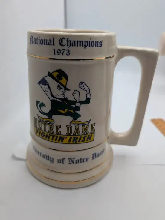 Vintage 1973 Notre Dame Fighting Irish National Champions Football Stein Mug