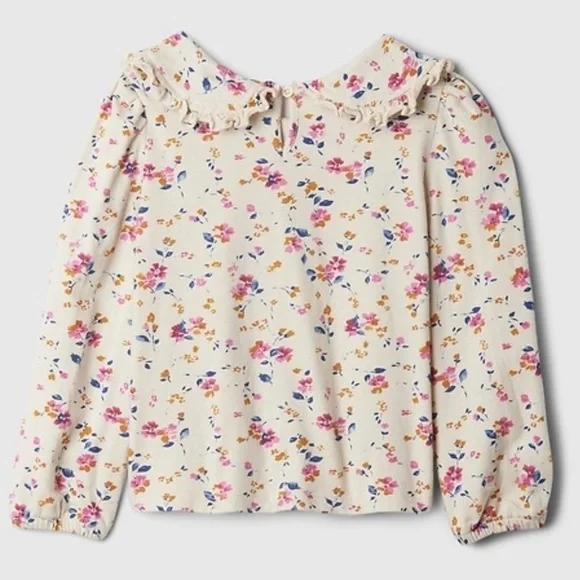 babyGap Girls Floral Peter Pan Collar Top | Puff Sleeve | Size 3T