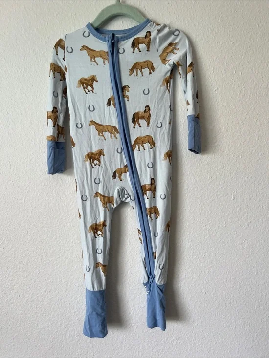 Angel Dear Bamboo Horse Print Footie Pajama Size 6-12M
