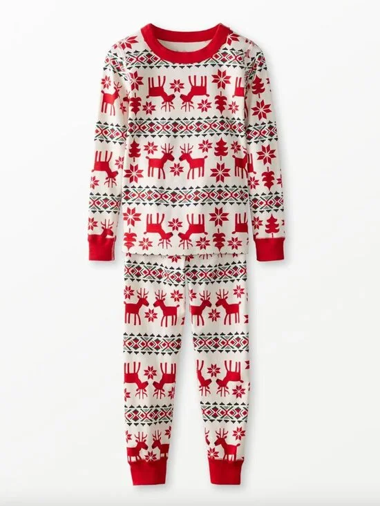 Hanna Andersson Holiday Dear Deer HannaJams Cotton Pajama Set - Size 4 100