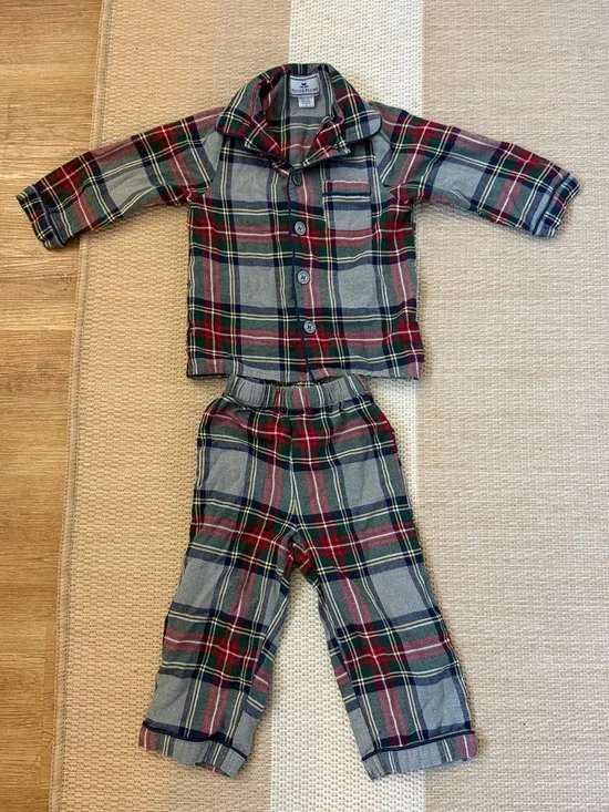 Petite Plume Boy's Westminster Tartan-Print Pajama Set, Size 2
