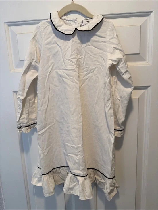 Petite Plume Victoria Girls Cotton Nightgown White with Black Trim 5