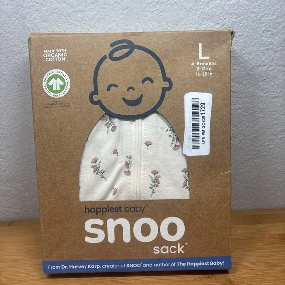 Snoo Sleep Sack Large 4-6 Months  18-26lb White Pink Floral Happiest Baby