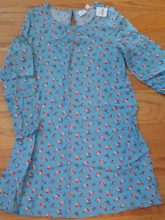 GAP Sz M Light Blue Floral Long Sleeve Dress Tunic MEDIUM girls