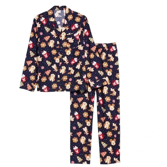 Old Navy Disney Mickey Mouse Gingerbread Holiday Pajama Set Navy Blue XXL‎ 18